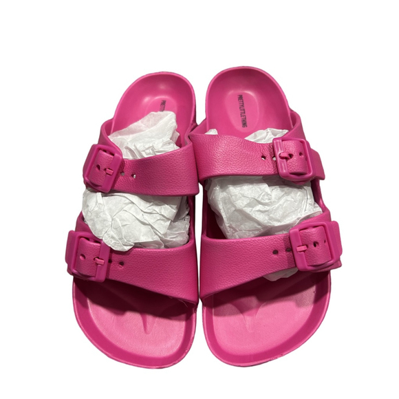 PrettyLittleThing Shoes - New without box PrettyLittleThing Pink Double Buckle Rubber Pink Sliders size 7